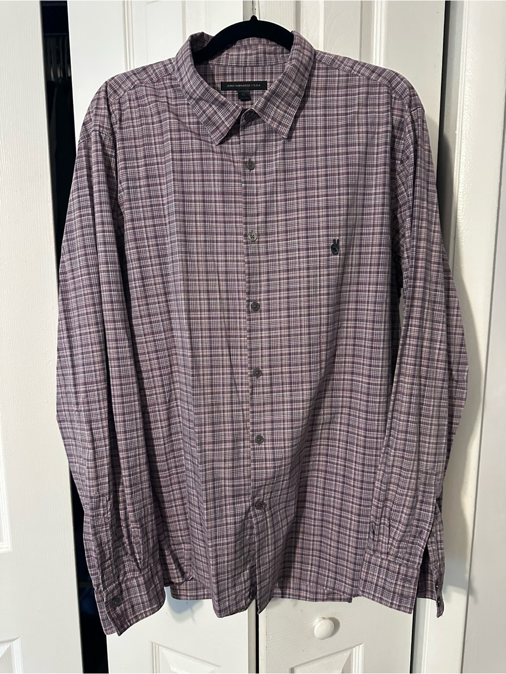 John Varvatos Men's Plaid Long-Sleeve Button-Down Shirt - Purple